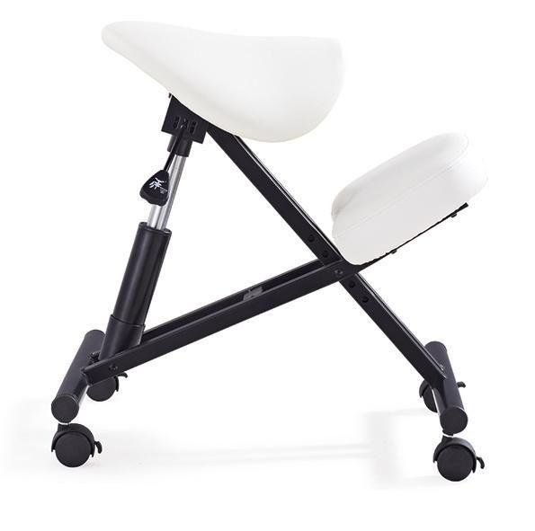 Adjustable New White PU Leather Saddle Seat Kneeling Chair