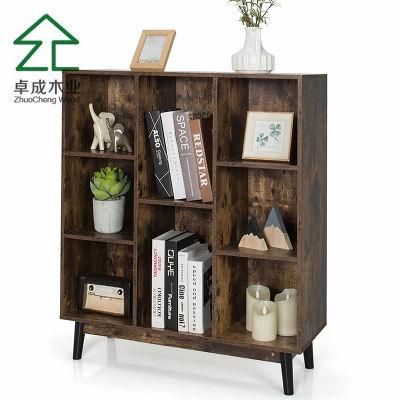 Wooden 9 Level Bookshelf for Office Room Bookcase