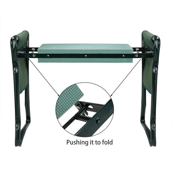 Gardening Chair Garden Stool Folding Stainless Steel Garden Kneeler Stool with EVA Kneeling Pad Gardening Portable Tool