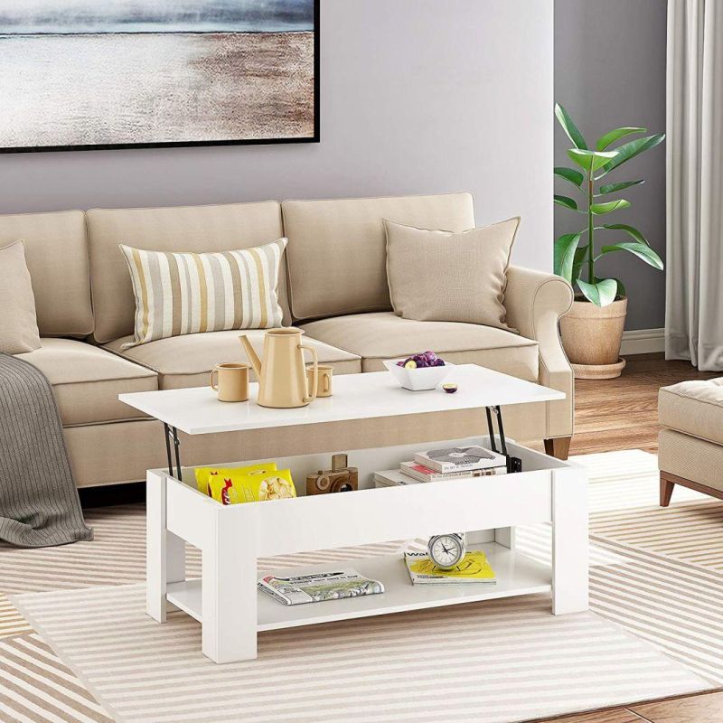 Modern White Cocktail Table Coffee Table Coffee Cabinet for Living Room
