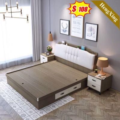 Modern Simple Design Living Room Furniture Set Nightstand Beside Table Double Bedroom Beds with Compeleted Set