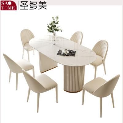 Modern Rock Furniture PU Leather Facing Dining Table