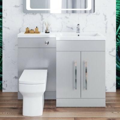 Bathroom Sink Vanity Unit Grey Cabinet with Square Toilet Storage Furniture