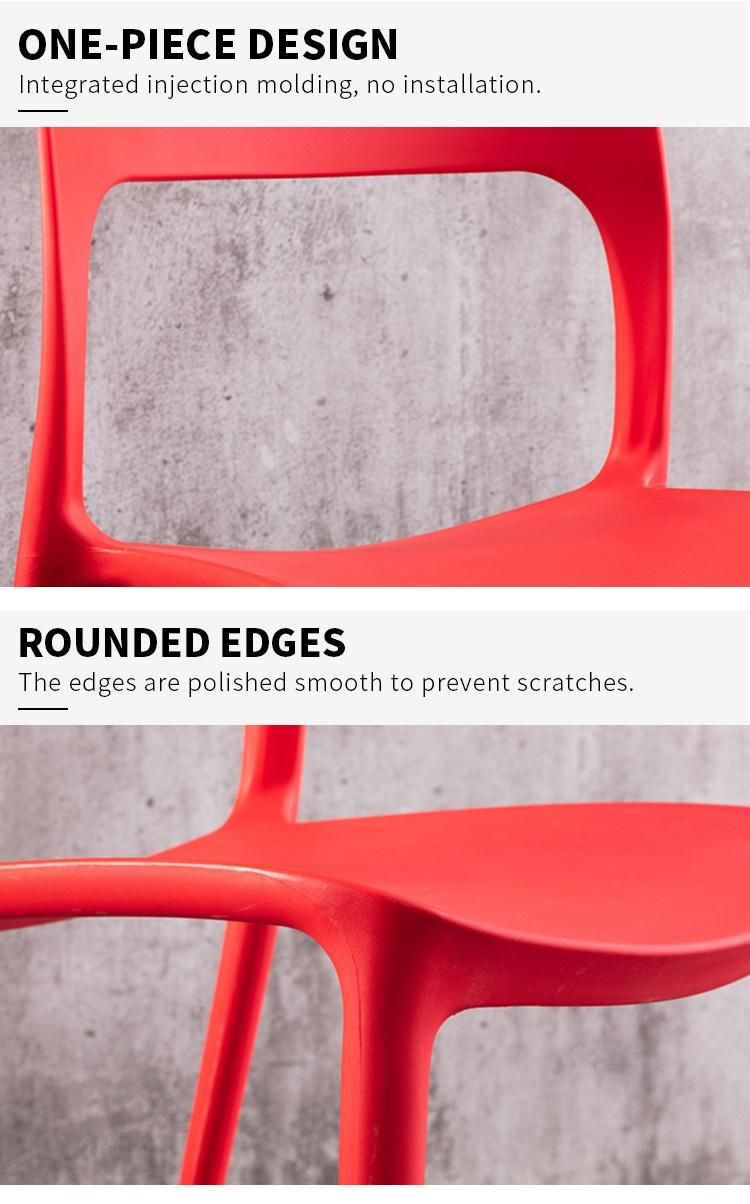 Colorful Modern Restaurant Kitchen Cafe Design Sillas Plasticas Chaise Stackable Dining Plastic Chair