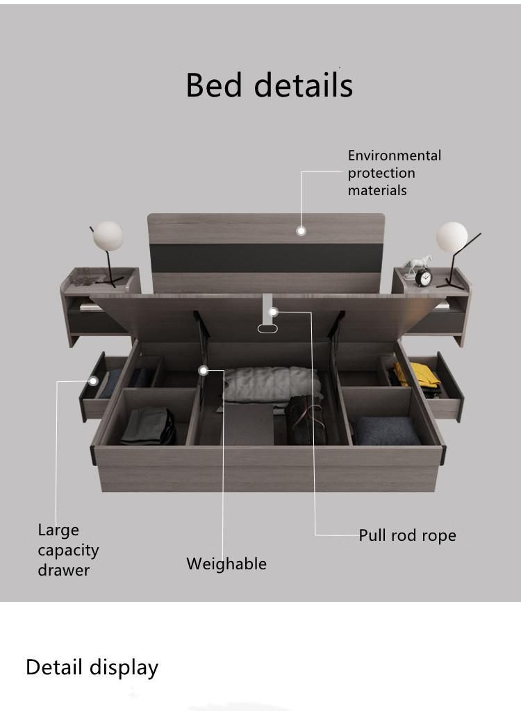 Melamine MDF Chinese Factory Hot Sell Bedroom Set Furniture with Night Stand