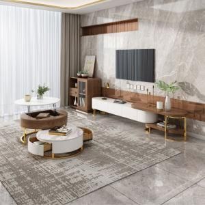 Modern Round Coffee Table White Storage