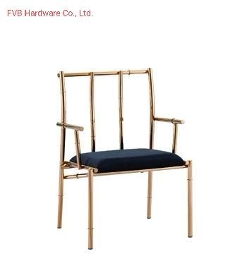 Black Padded Comfortable Cushion Stainless Steel Velvet Dining Chair