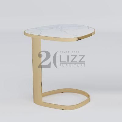 OEM/ODM Modern Luxury Design Italian Style Mini Coffee Table Gold Marble Console Table