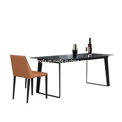 Modern Restaurant Furniture Marble Top Folding Extension Metal Frame Dining Table