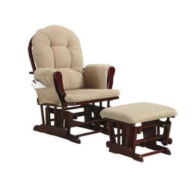 Solid Wood Kids Furniture Wooden Glider and Ottoman with Microfiber Upholstery