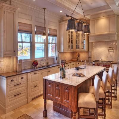 Custom High End Kitchen Cabinet Design Modern European Style Luxury White Wood Kitchen Cabinets with Quartz Countertop