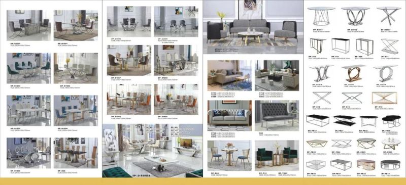 Stainless Steel Dining Table with Marble Top