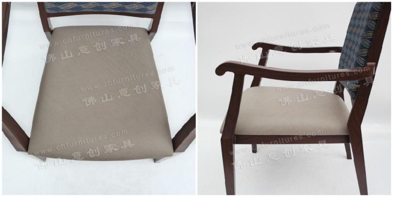 Customized Blue Fabric Backrest Home Hotel Garden Armrest Banquet Chair