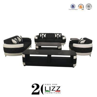 Modern European China Lizz Top Grain Genuine Leather Leisure Sofa Furniture Set