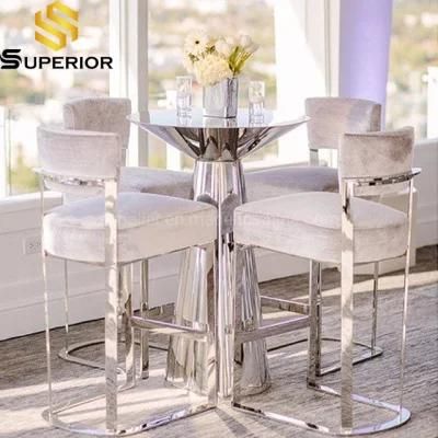 French Luxury Stainless Steel White Bar Chairs for Hotel Furniture