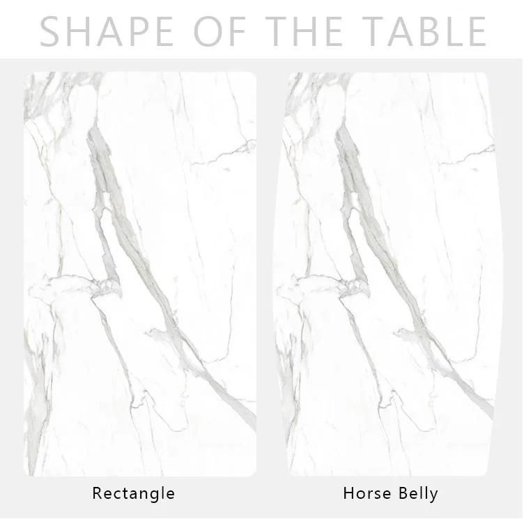 Titanium Legs White Home Restaurant Furniture Marble Dining Table