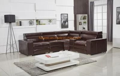 Modern Living Room European Style Home Furniture Top Grain Leather Fabric PU PVC L Shape Electric Recliner Sofa