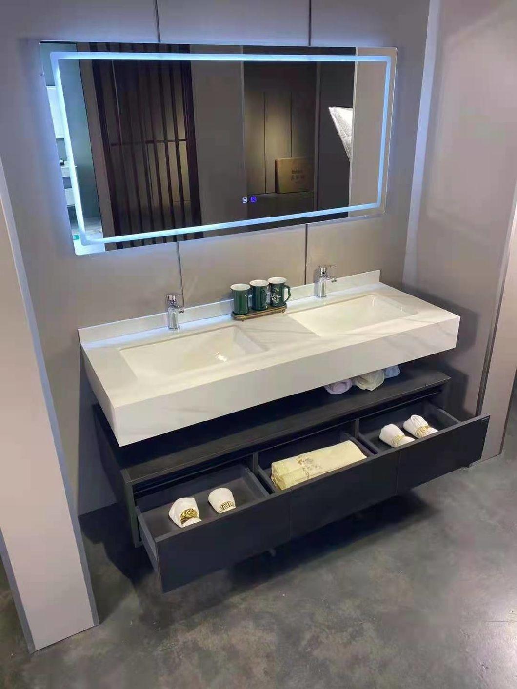 MDF Melamine Wall Mounted Smart Mirror Modern Hotel Bathroom Furniture