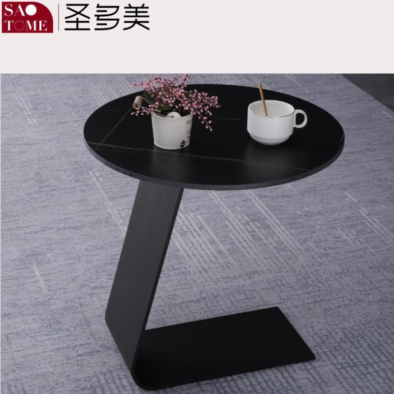 Modern Living Room Furniture Slate/Stainless Steel Round Coffee Table