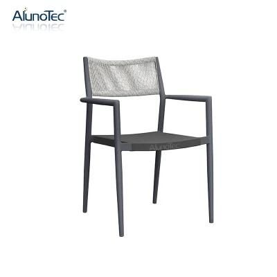 Outdoor Furniture Rope Woven Aluminum Bistro Dining Chair for Cafe