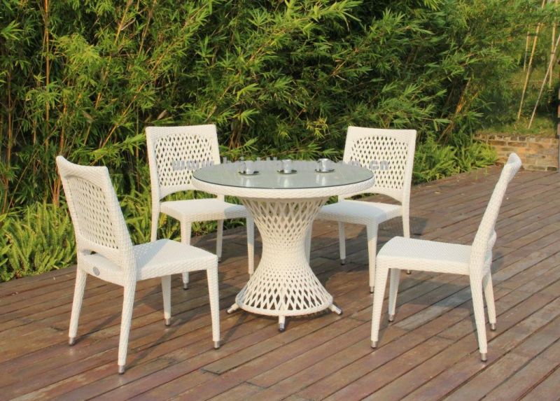 PE Rattan Outdoor Garden Hot Modern 4 Chairs Dining Set Furniture