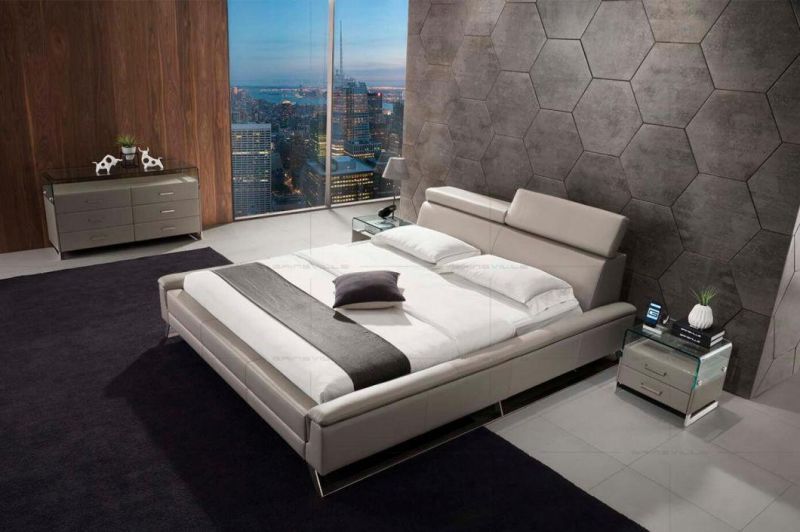 Modern Bed with Sofa Idea a Fashionable Bedroom Set with Stainless Steel Legs High Headboard