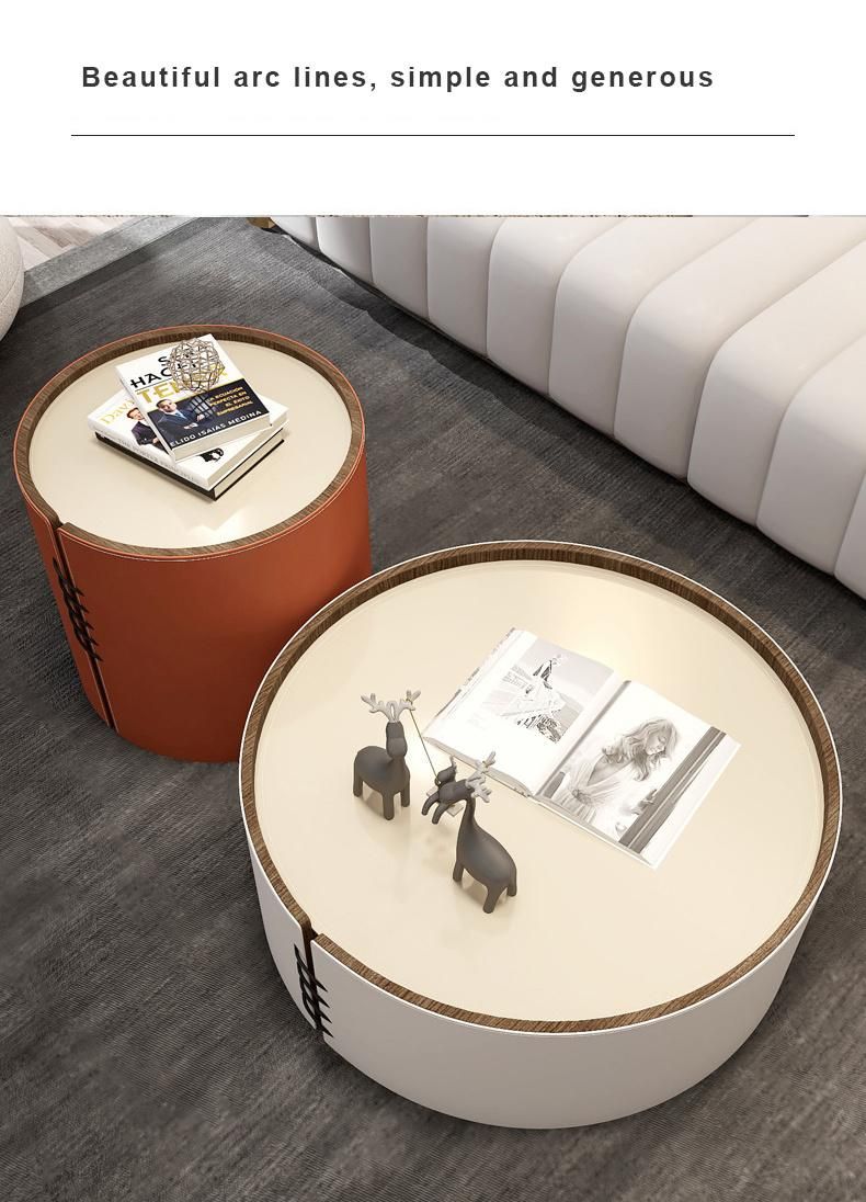 Home Furniture Leather Sintered Stone Coffee Table