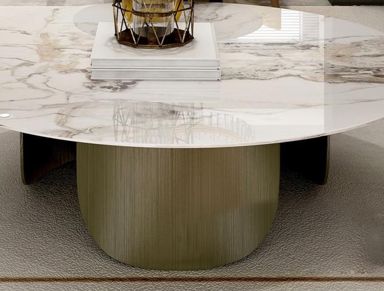 Modern Furniture Bright Marble Rock Plate Tea Table