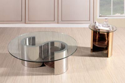 New Design S Shape Coffee Table with Glasses Top