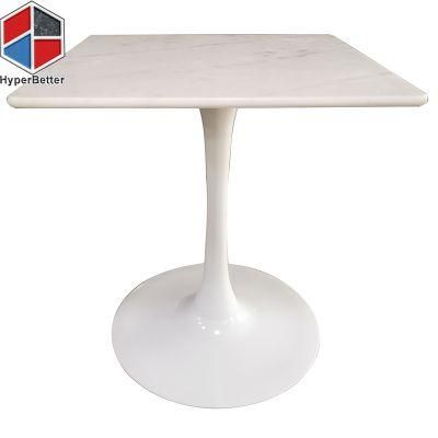 Focus on Project White Marble Cafe Table with White Tulip Metal Base