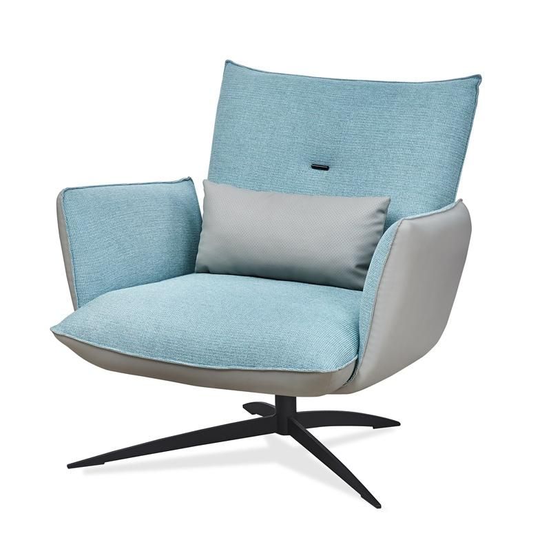 Luxury Metal Frame Leisure Style Modern Cyan Velvet Seat Arm Living Room Chair with Gold Legs