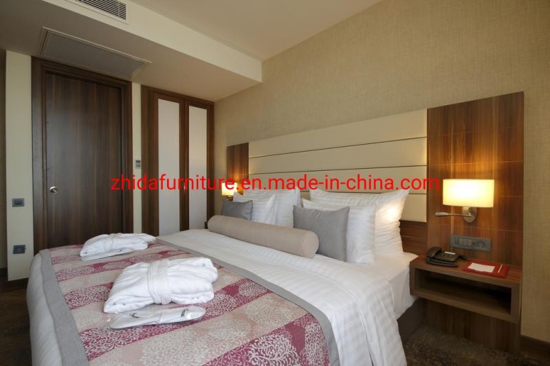 Commercial Hotel Furniture Durable 4 Star Standard Wooden Master Bedroom Furniture Set King Size MDF Bed