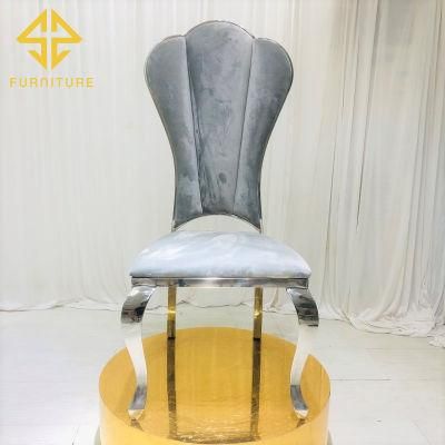 Luxury Velvet Cushion Silver Stainless Steel Dining Chair Hotel Furniture Wedding Chair