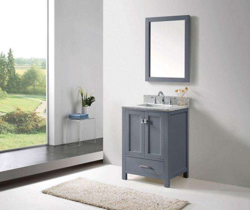 24 Inch White Solid Wood Bathroom Cabinet Free Standing Vanity