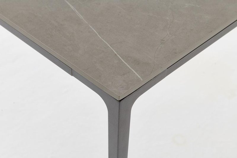 Modern Luxury Aluminium Alloy Sintered Stone Dining Table