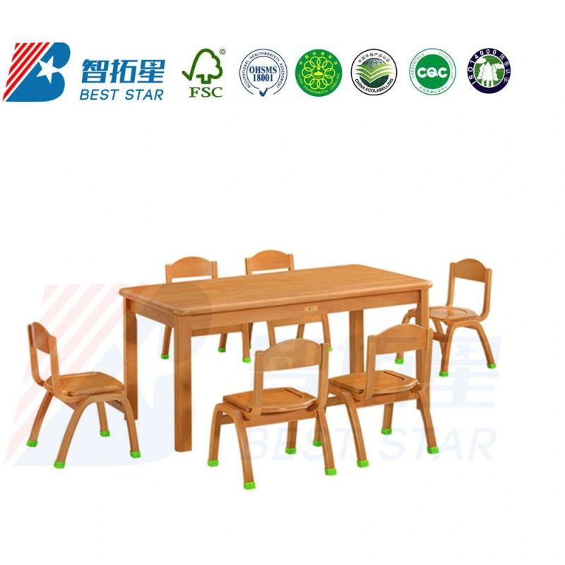 Children School Furniture, Children Square Solid Wood Kids Table, Preschool and Nursery Study Table, Kindergarten Classroom Student Table