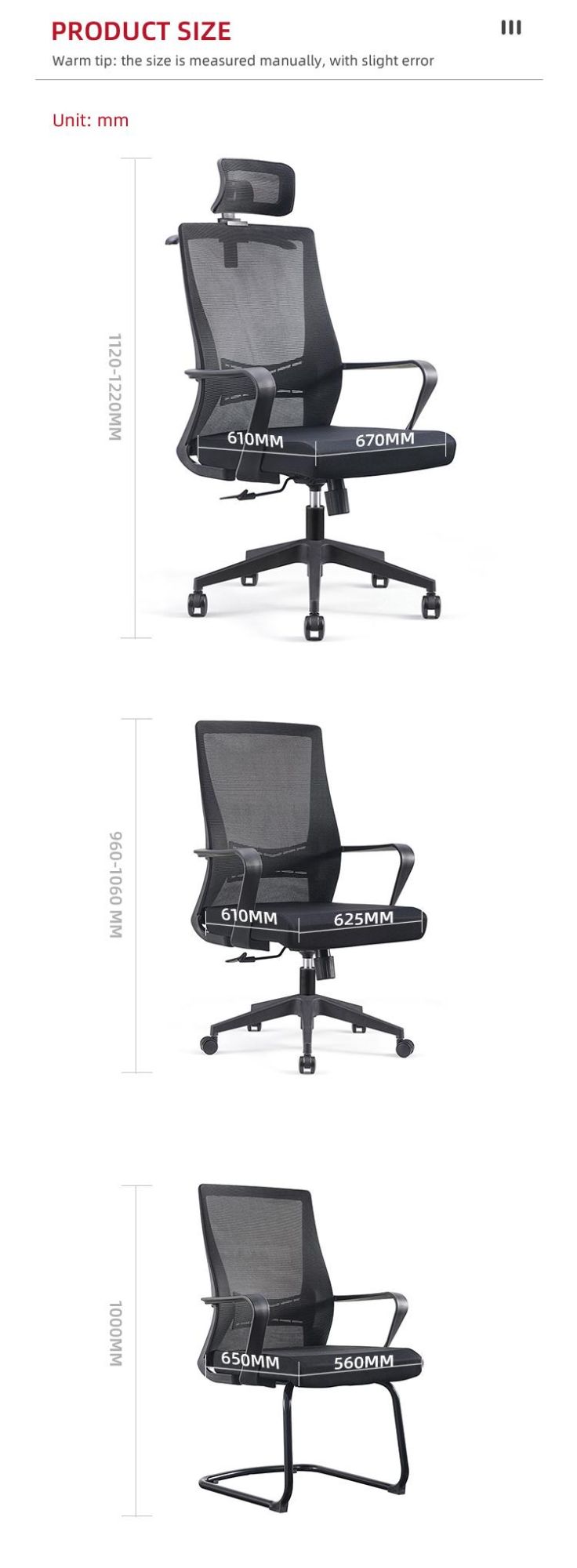 Hot Sale Swivel Office Mesh Black Nylon Base Ergonomic Office Reclining Chair