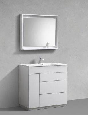White Solid Wood Floor Mounted Bathroom Vanity Cabinet