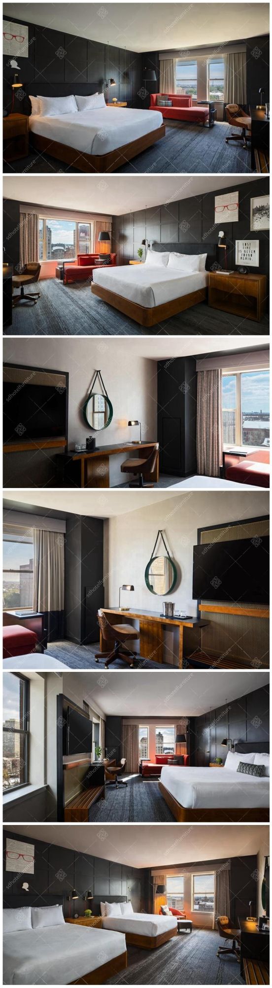 Chinese Factory Hotel Room Sets Fashionable Black Color Furniture