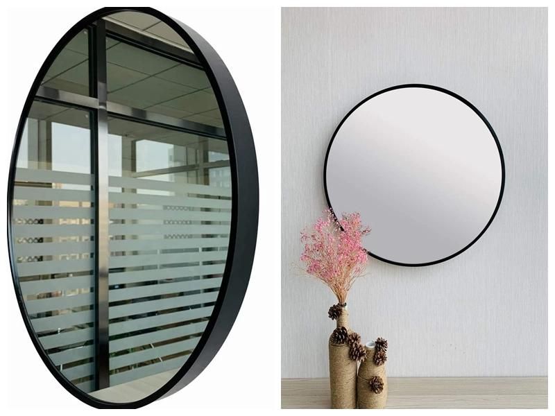 Northern Europe Style Round Framed Bathroom Mirror Gloden Black Color Wall Mounted Cosmetic Mirror