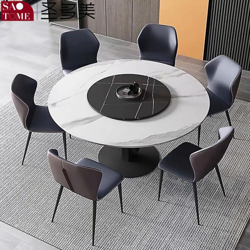 Modern Rock Furniture Geometric Round Dining Table with Turntable