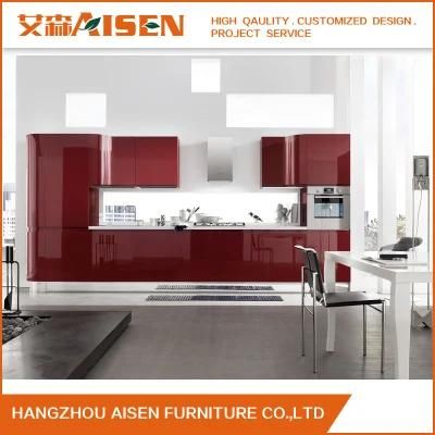 Red High Gloss Lacquer Kitchen Cabinetry Kitchen Furniture