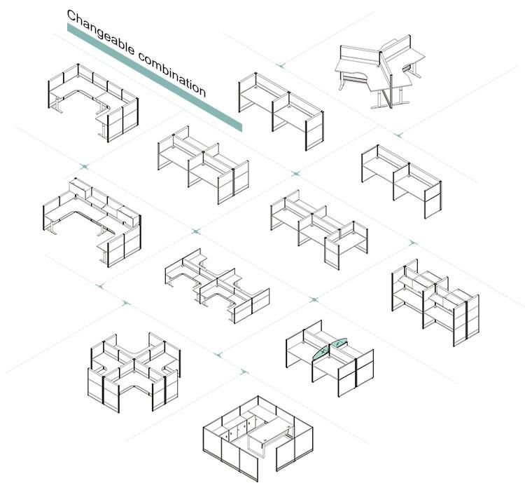 Top Fashion Table Desk Cubicles Furniture Variety of Combinations Modular Office Partitions Workstation