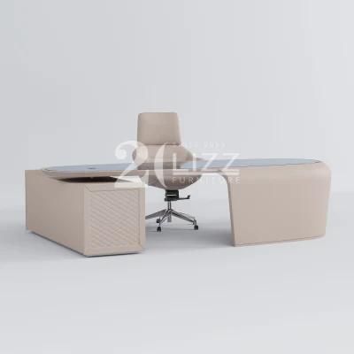 Modern Pure Color Office/Study Marble Table Set with Adjustable Chair