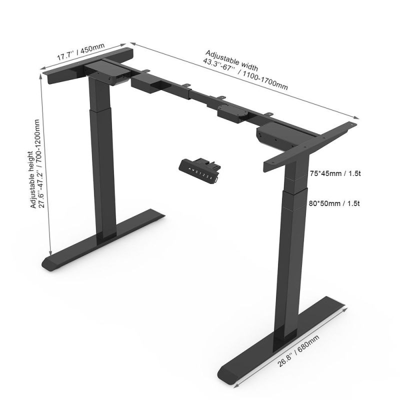 Modern Furniture Uplift Intelligent Dual Motors Height Adjustable Stand up Computer Standing Table Commercial Office Electric Sit Stand Desk Frame