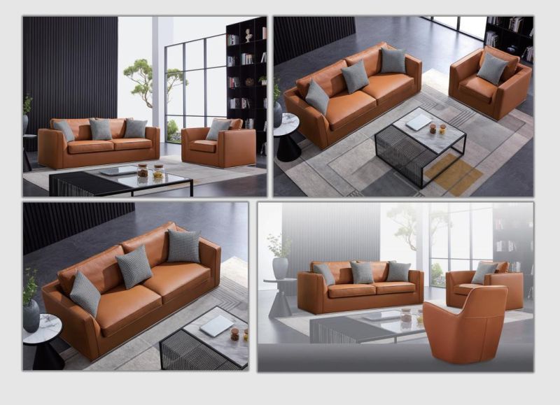Zode European Style Modern Brown Leather Home Chair Sofa