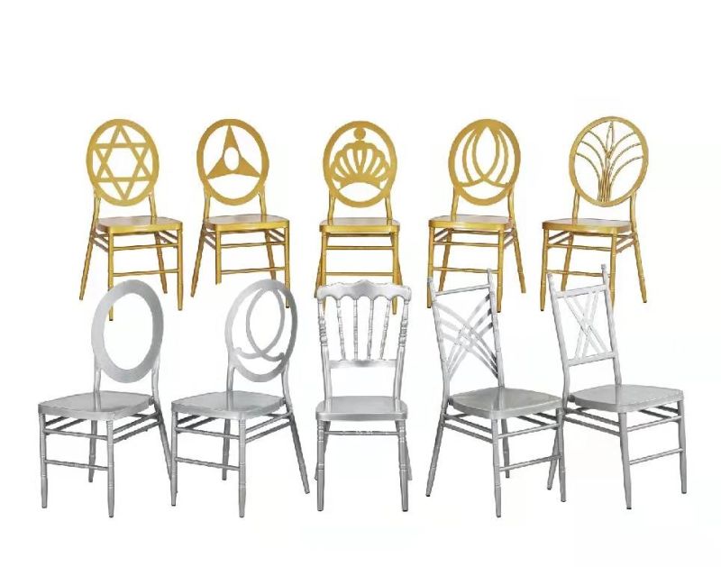 Resin White Folding Wedding Furniture Royal Leather Ball Legs Seat with Padding Metal Furniture Dining Chair