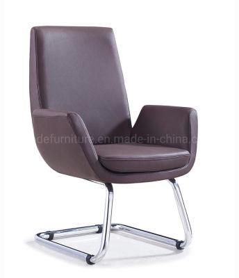 Zode Office Guest Classic PU Middle Back Computer Table Sled Base Leather Modern Ergonomic Office Chairs for Manager Room
