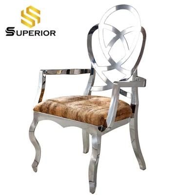 Wedding Event Rental Silver Steel Frame King Throne Dining Chair