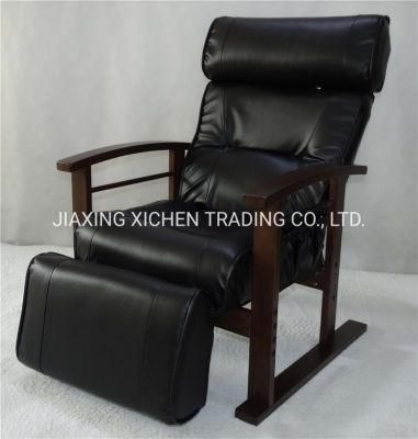 Black Leather Office Recliner Arm Chair with Footstool